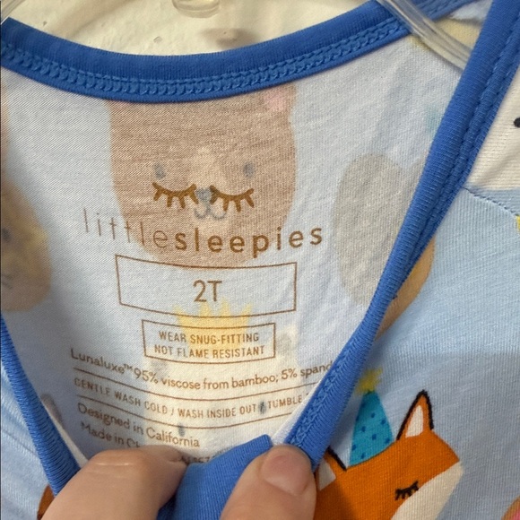 Little Sleepies Blue Romper with Animal Prints nwot - Picture 2 of 3